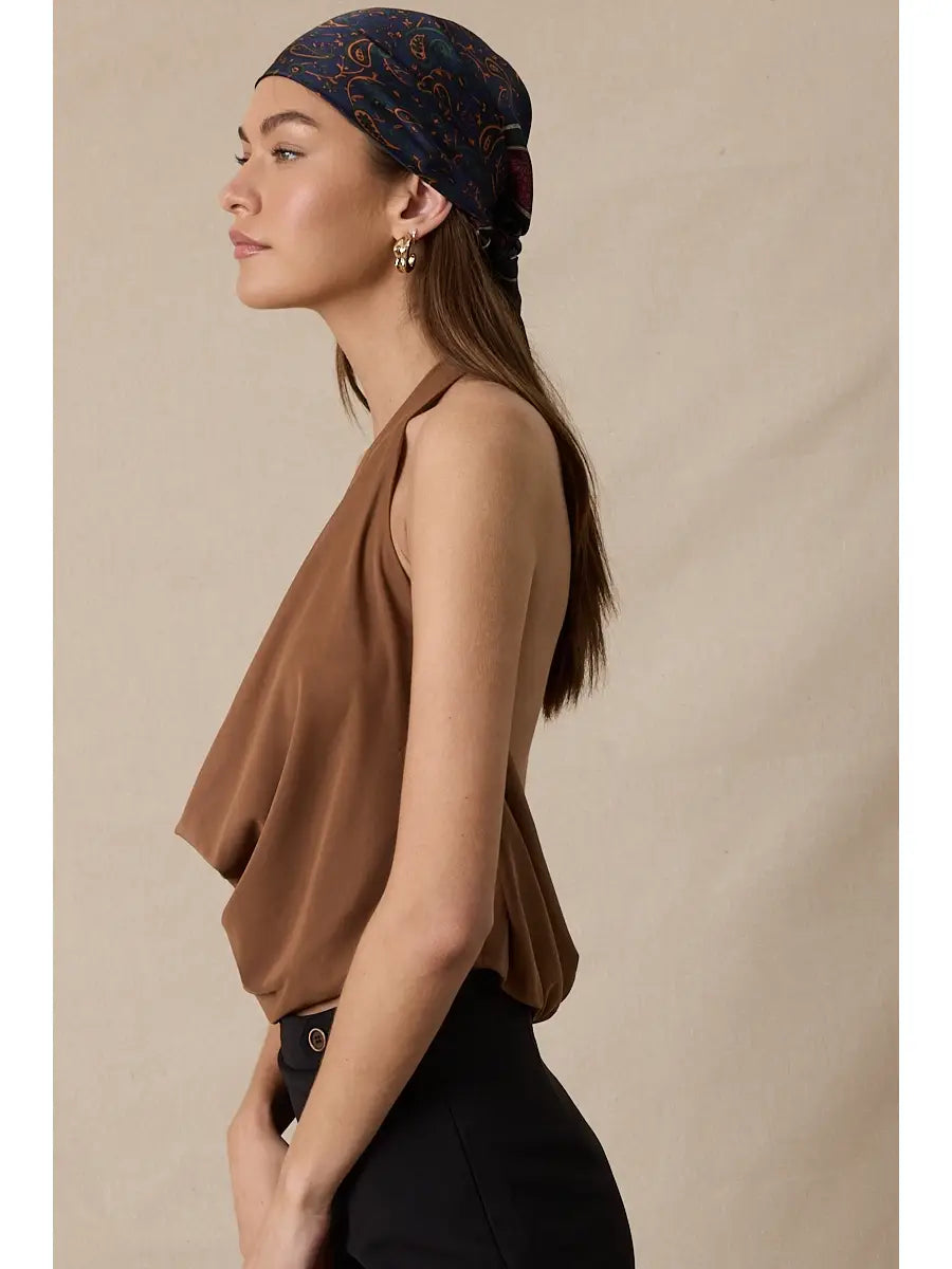 Halter Tie V-Neck Mesh Top