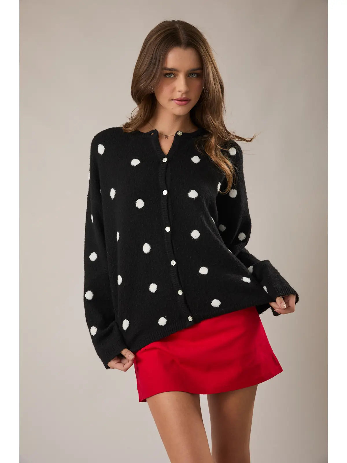 Polka Dot Sweater Cardigan