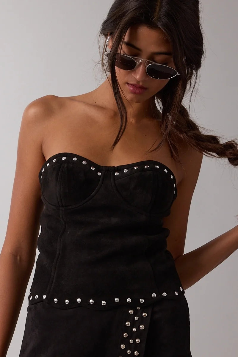 Suede Scalloped Tube Top