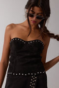 Suede Scalloped Tube Top