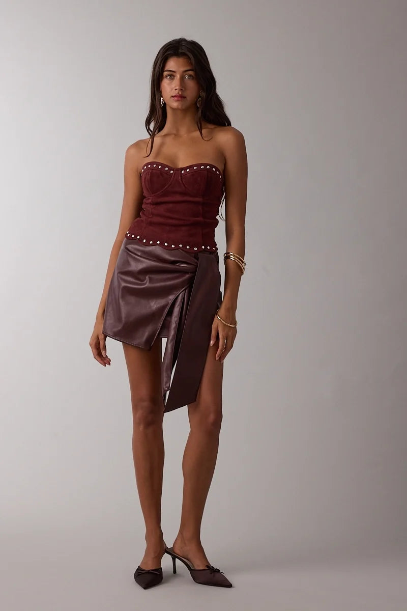 Suede Scalloped Tube Top