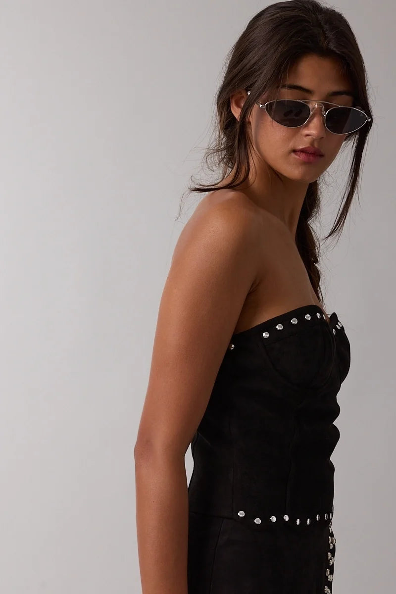 Suede Scalloped Tube Top