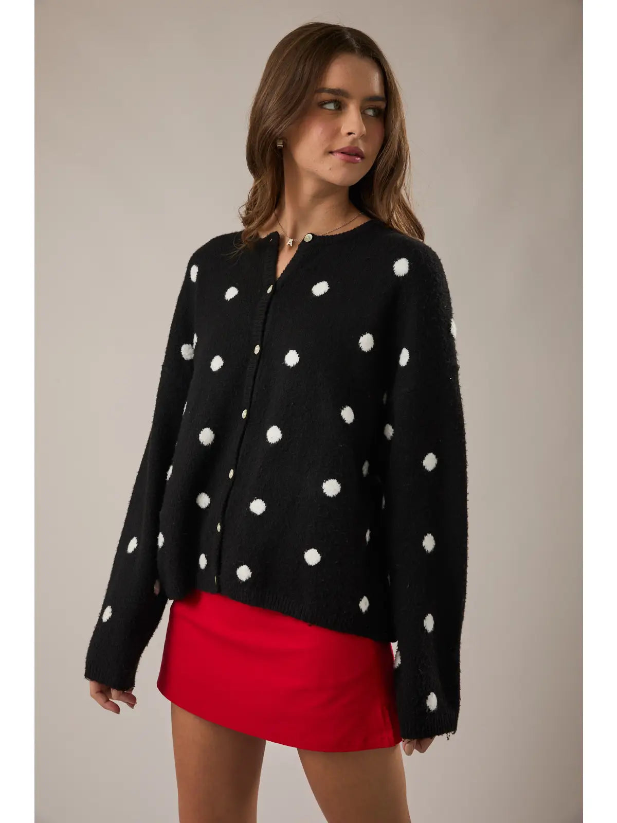 Polka Dot Sweater Cardigan