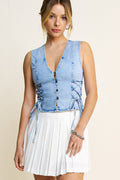 Lace Up Side Denim Vest