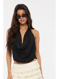 Halter Tie V-Neck Mesh Top