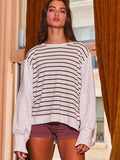 Hi-Low Hem Stripe Terry Top