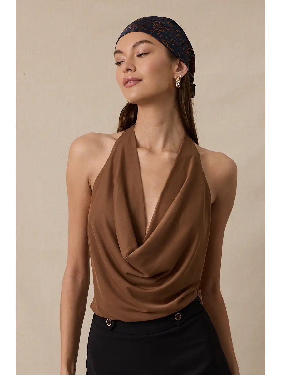 Halter Tie V-Neck Mesh Top