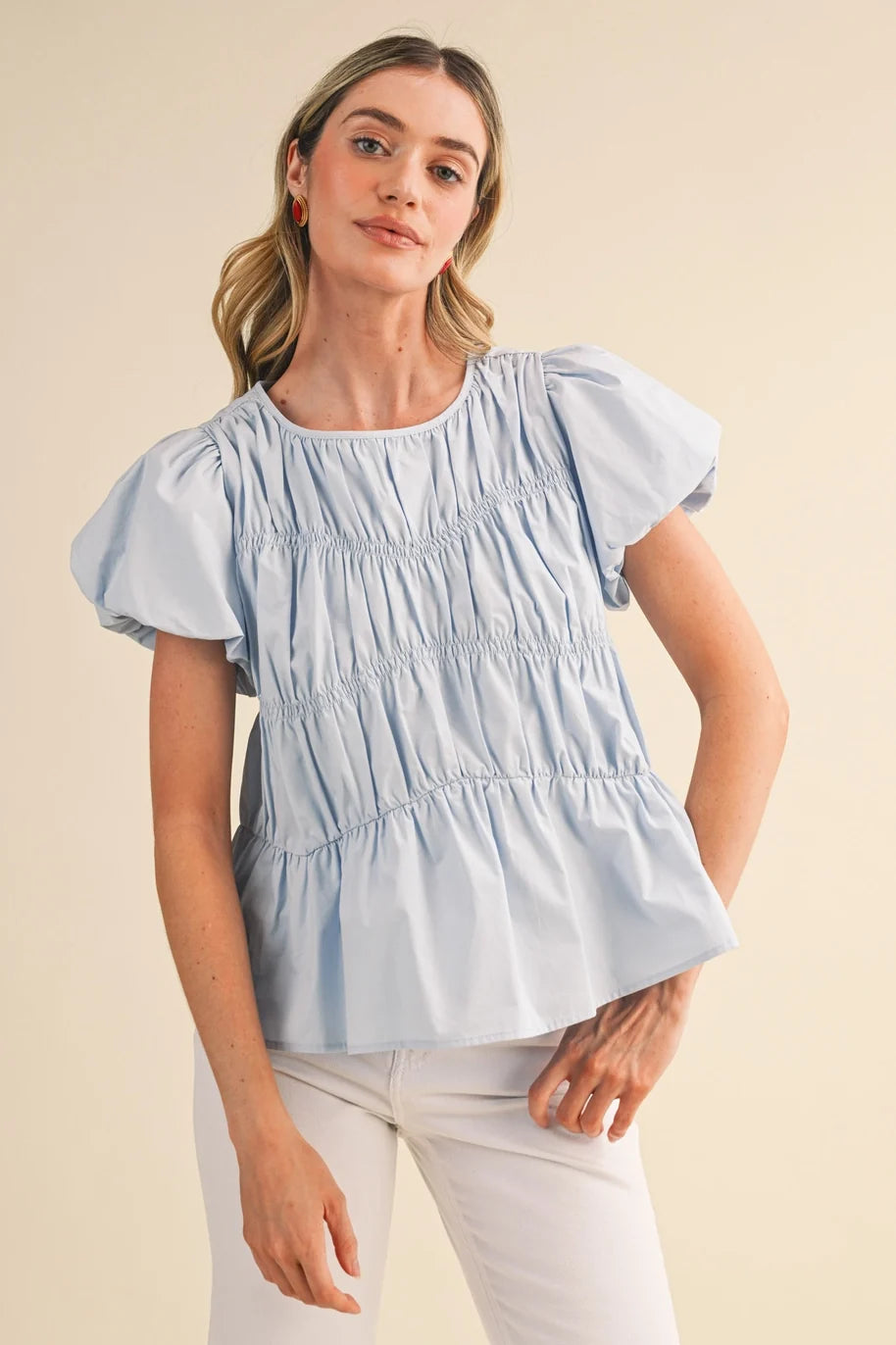 Tiered Bubble Sleeve Top