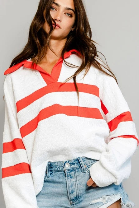 Spread Collar Contrast Top