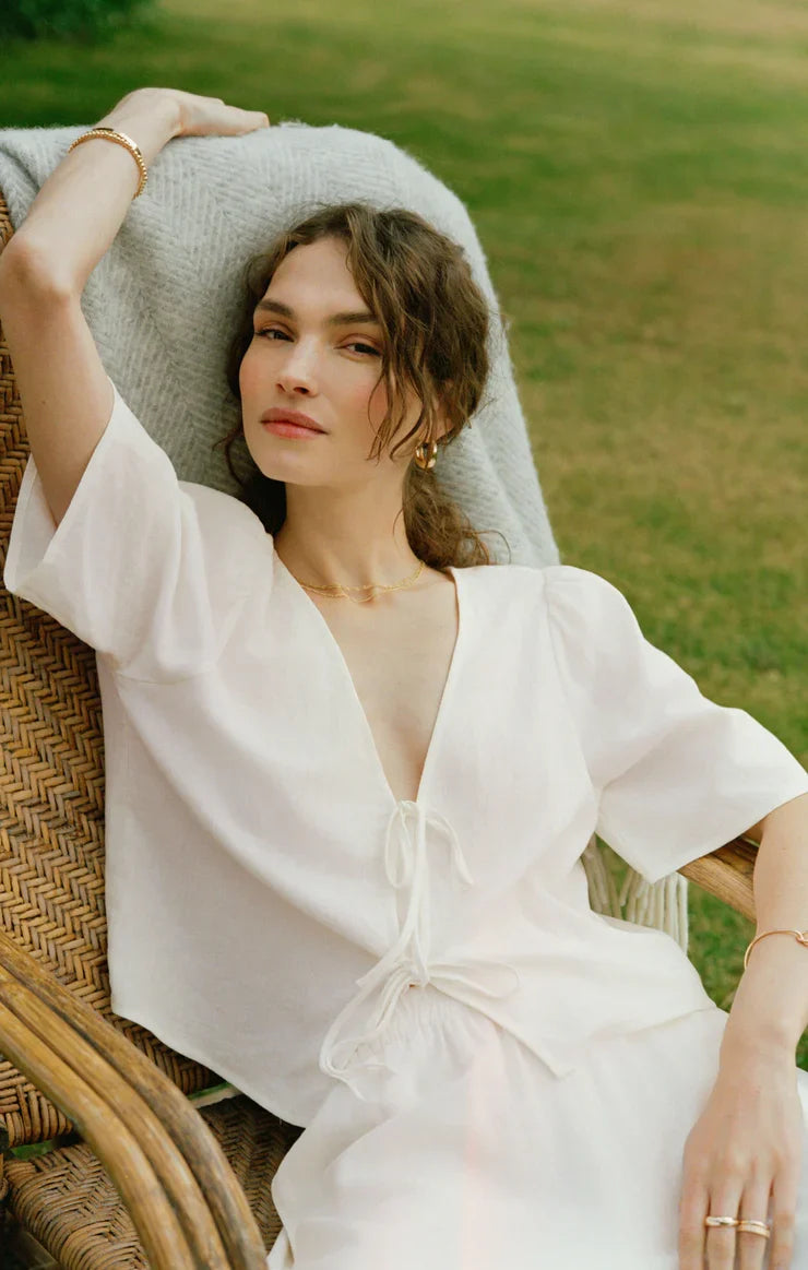 Belle Linen Cropped Top