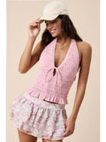 Halter V-Neck Open Back Top