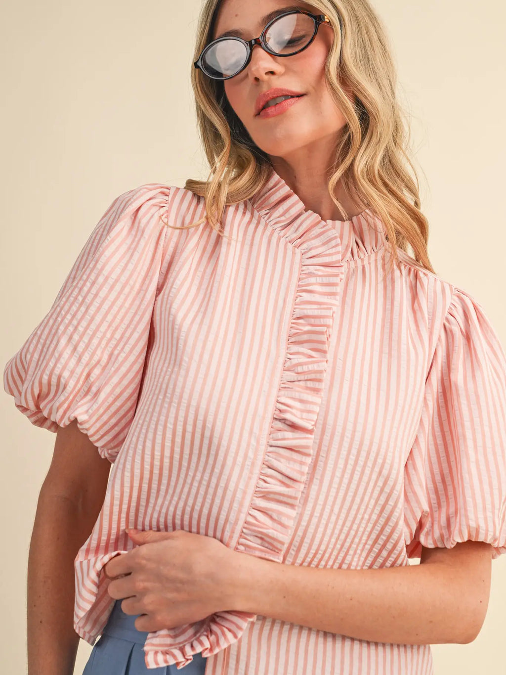 Striped Ruffled Blouse