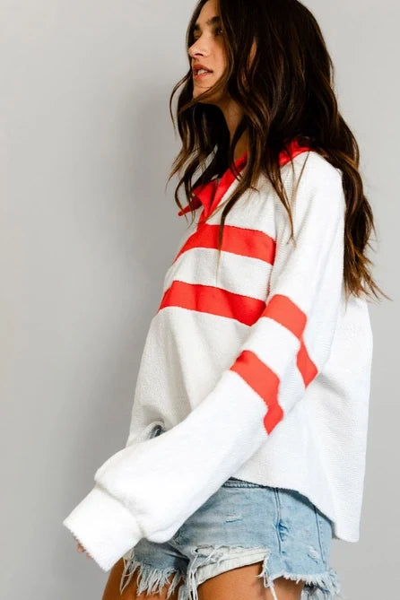 Spread Collar Contrast Top