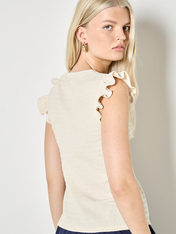 Textured Ruffle Sleeve Top