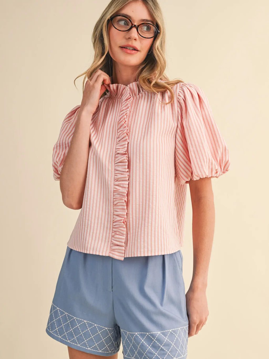 Striped Ruffled Blouse