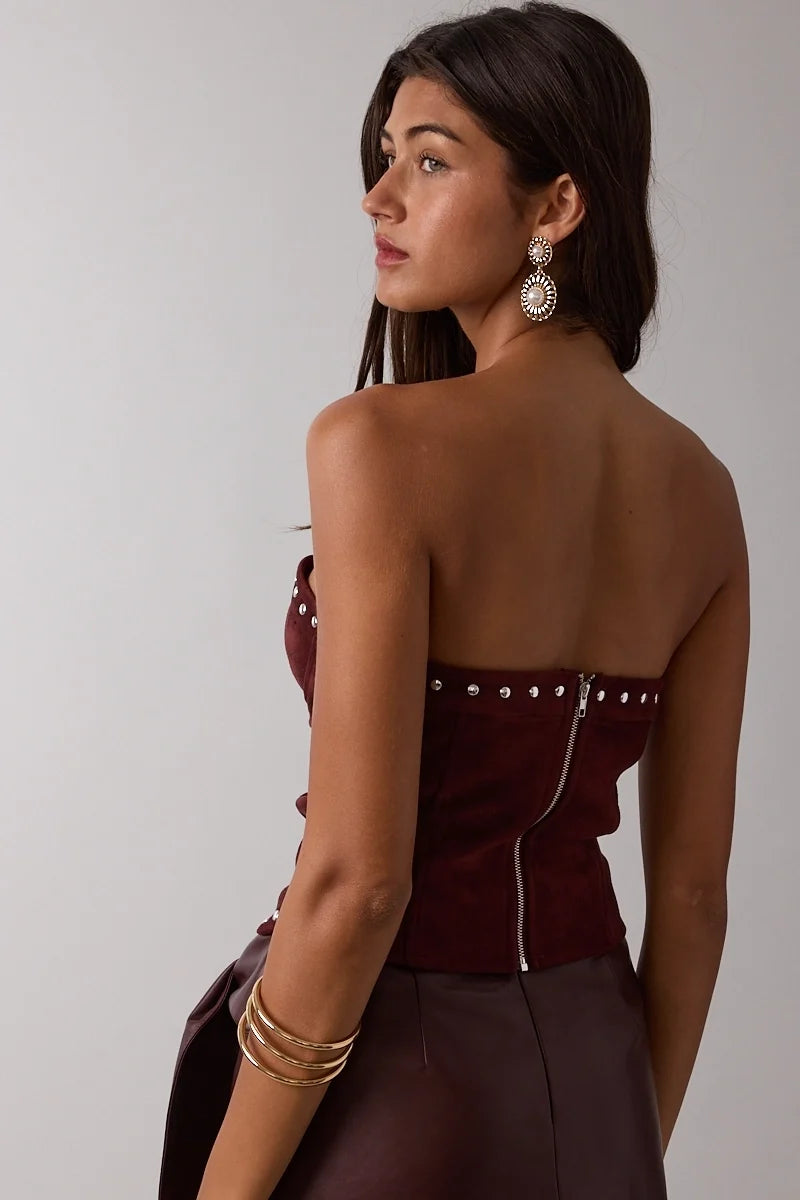 Suede Scalloped Tube Top