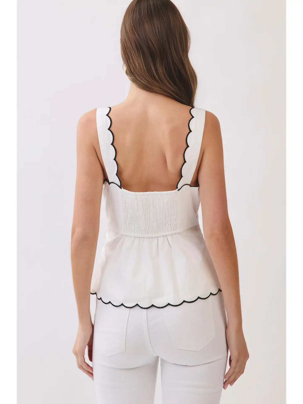Scallop Trim Sleeveless Top