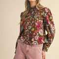 Floral Print Ruffled Button Down