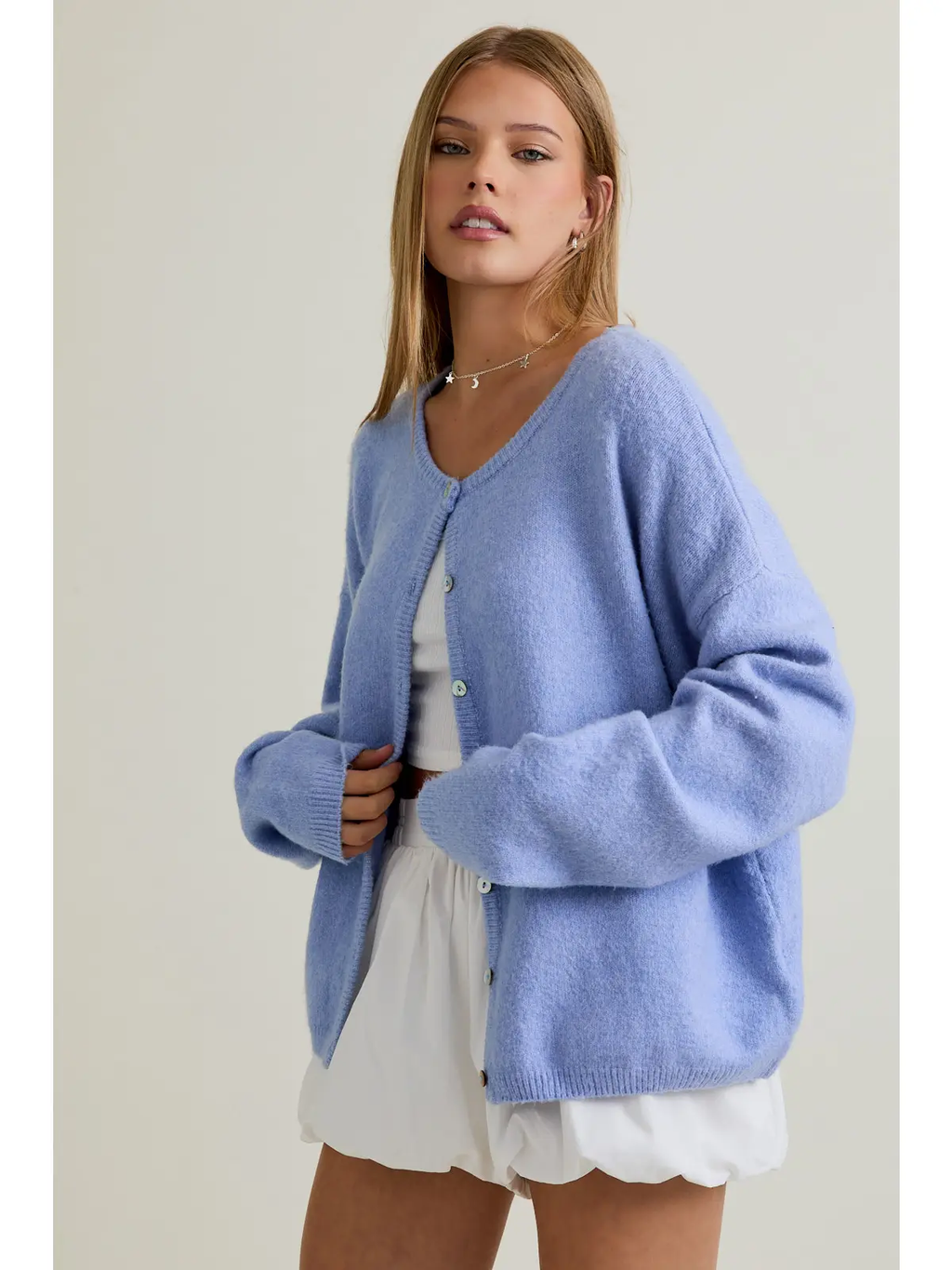 Long Sleeve Crew Neck Sweater Cardigan