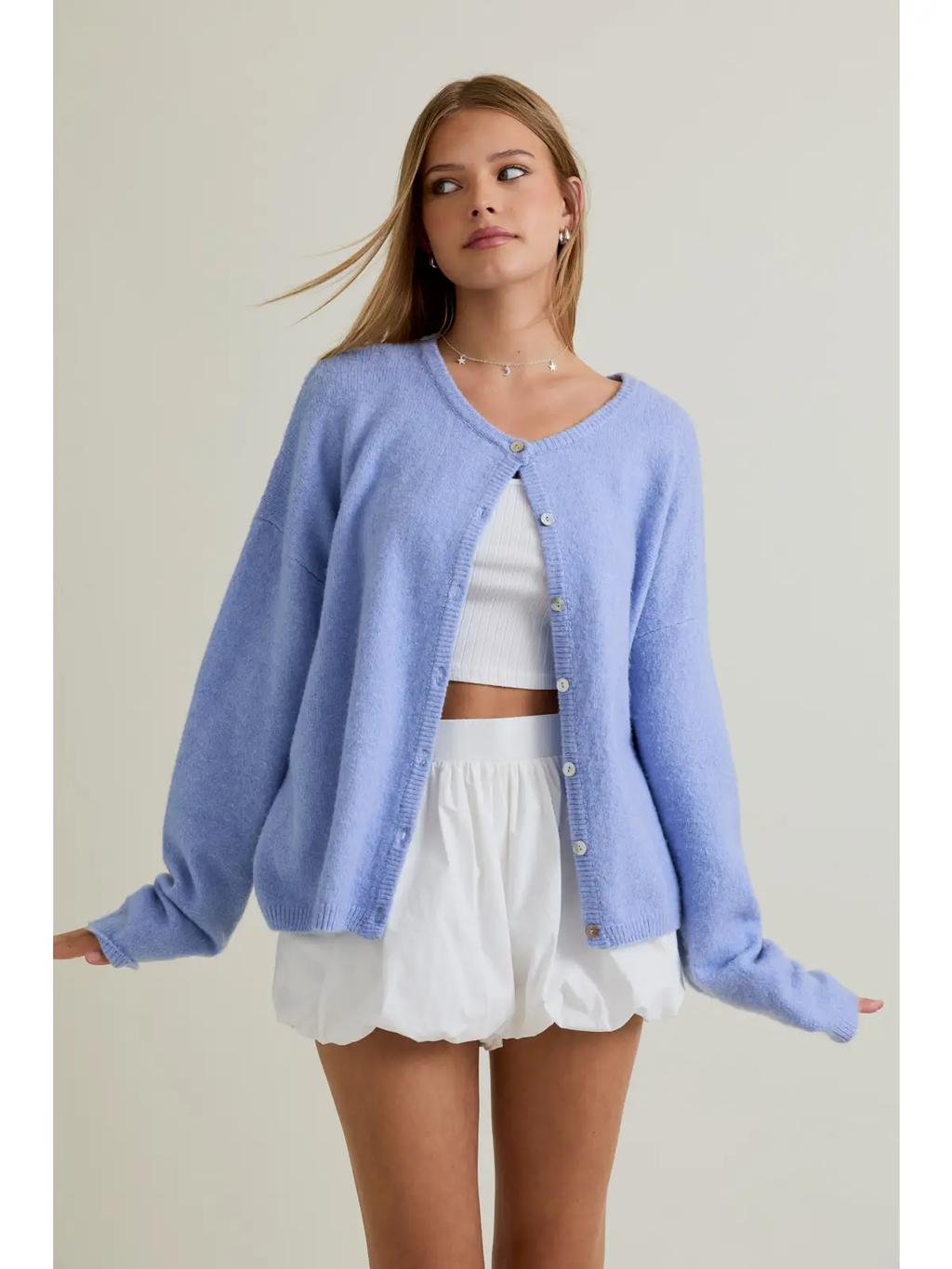 Long Sleeve Crew Neck Sweater Cardigan