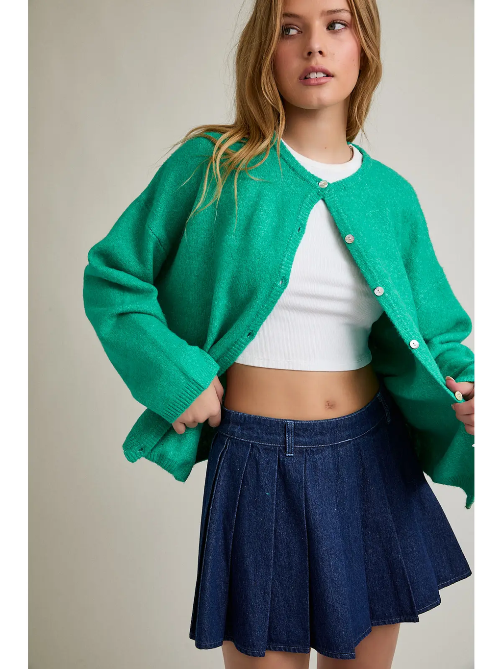 Long Sleeve Crew Neck Sweater Cardigan
