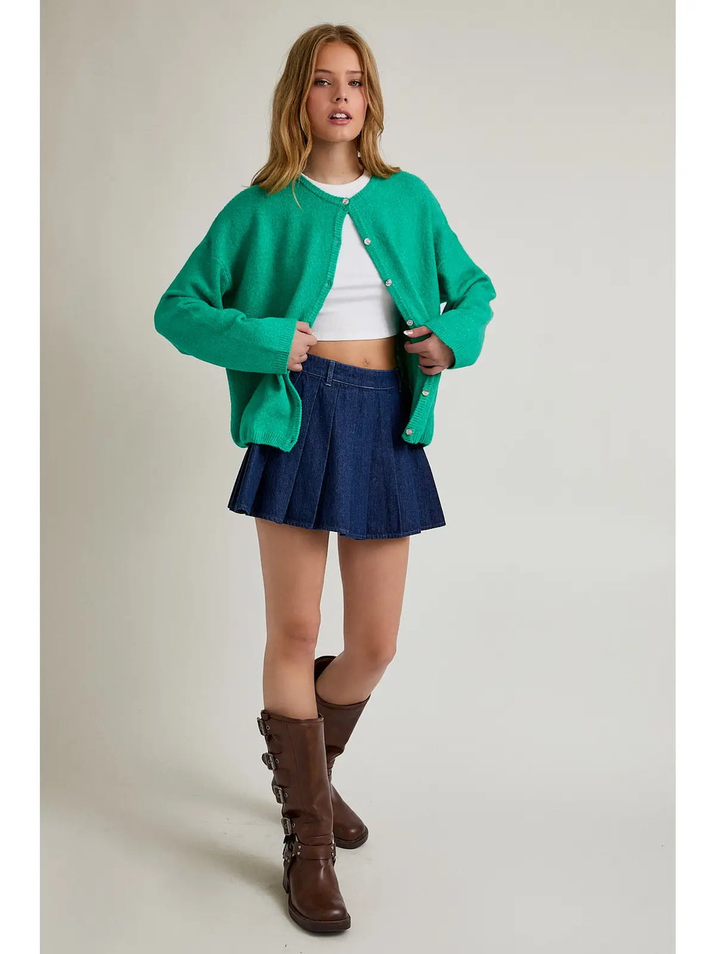 Long Sleeve Crew Neck Sweater Cardigan