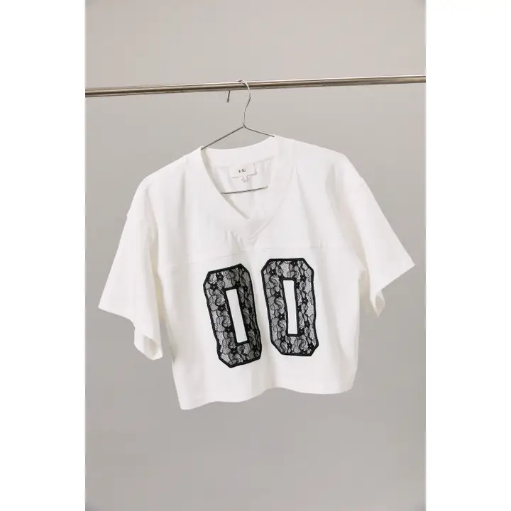 V-Neck Short Sleeve Cropped Jersey
