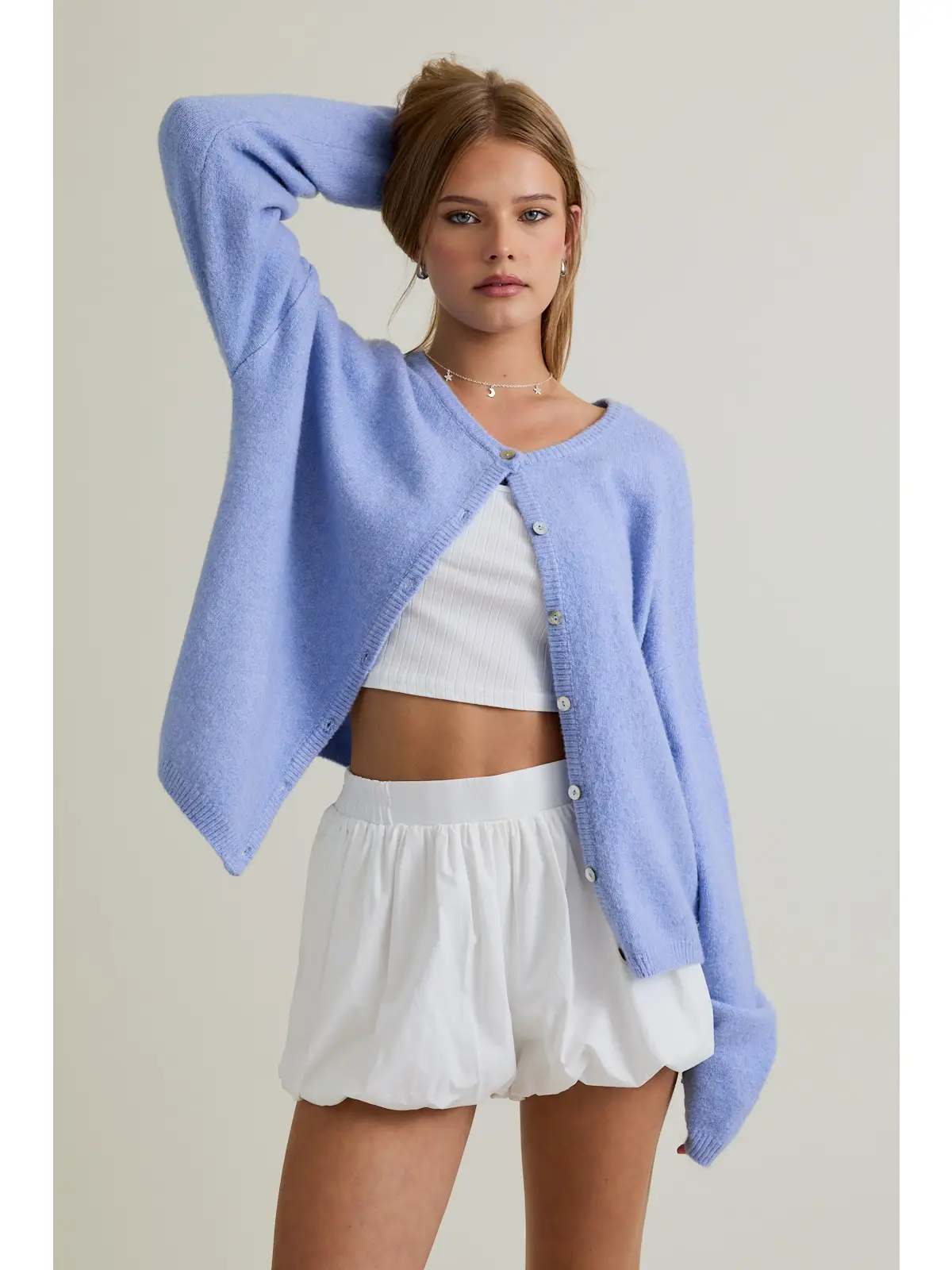 Long Sleeve Crew Neck Sweater Cardigan