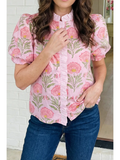 Floral Ruffle Striped Top