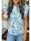 Floral Print Ruffle Sleeve Blouse