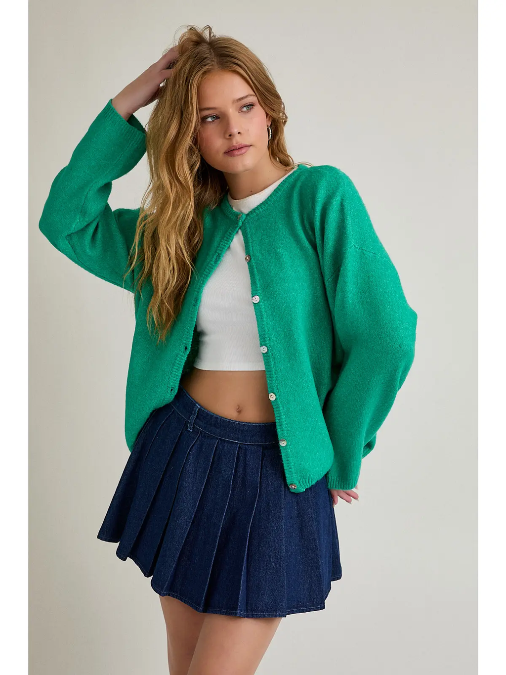 Long Sleeve Crew Neck Sweater Cardigan