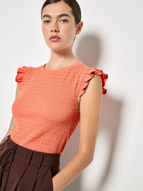 Textured Ruffle Sleeve Top