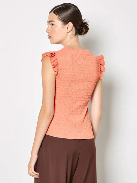 Textured Ruffle Sleeve Top
