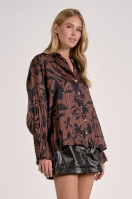 Printed Button Up Blouse