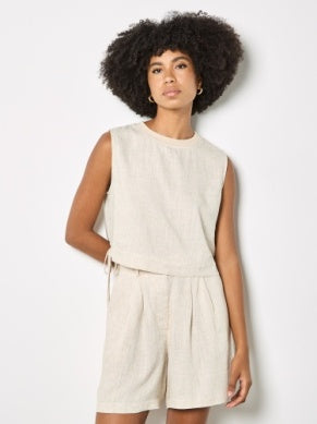 Ribbed Neck Side Tie Top