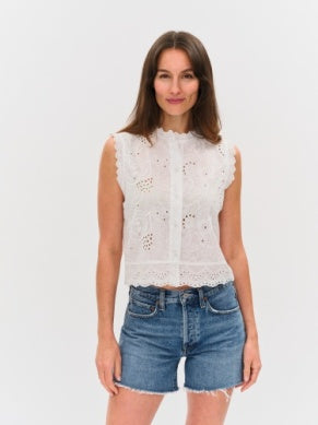 Wren Eyelet Scalloped Top