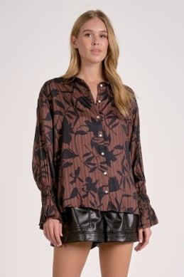 Printed Button Up Blouse